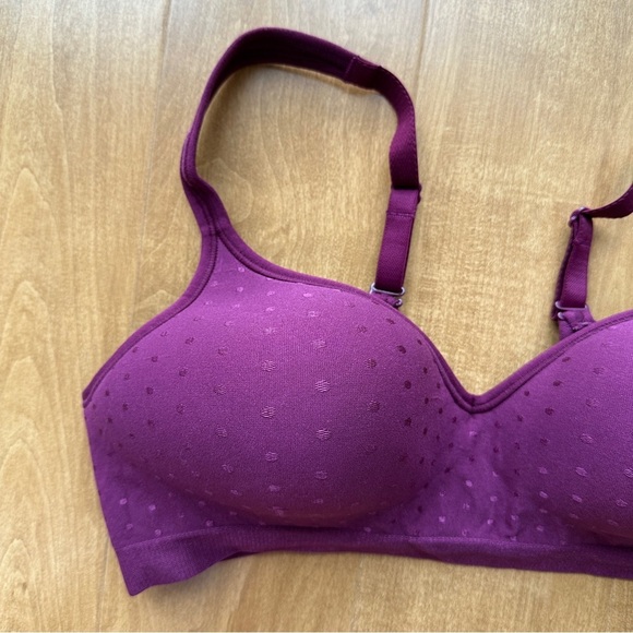 Beauty By Bali Women's Foam Wirefree Bra Size 38B - Plum Purple Polka Dot - Picture 3 of 16